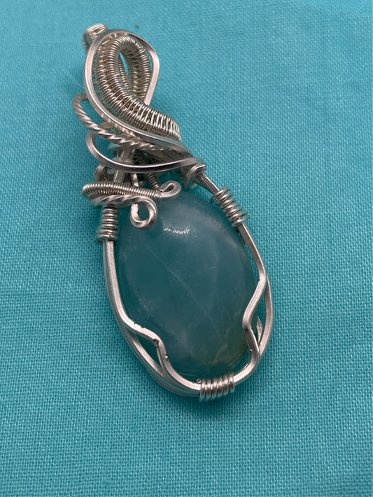 Silver pendant with blue amazonite