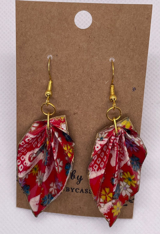 Origami leaf earrings