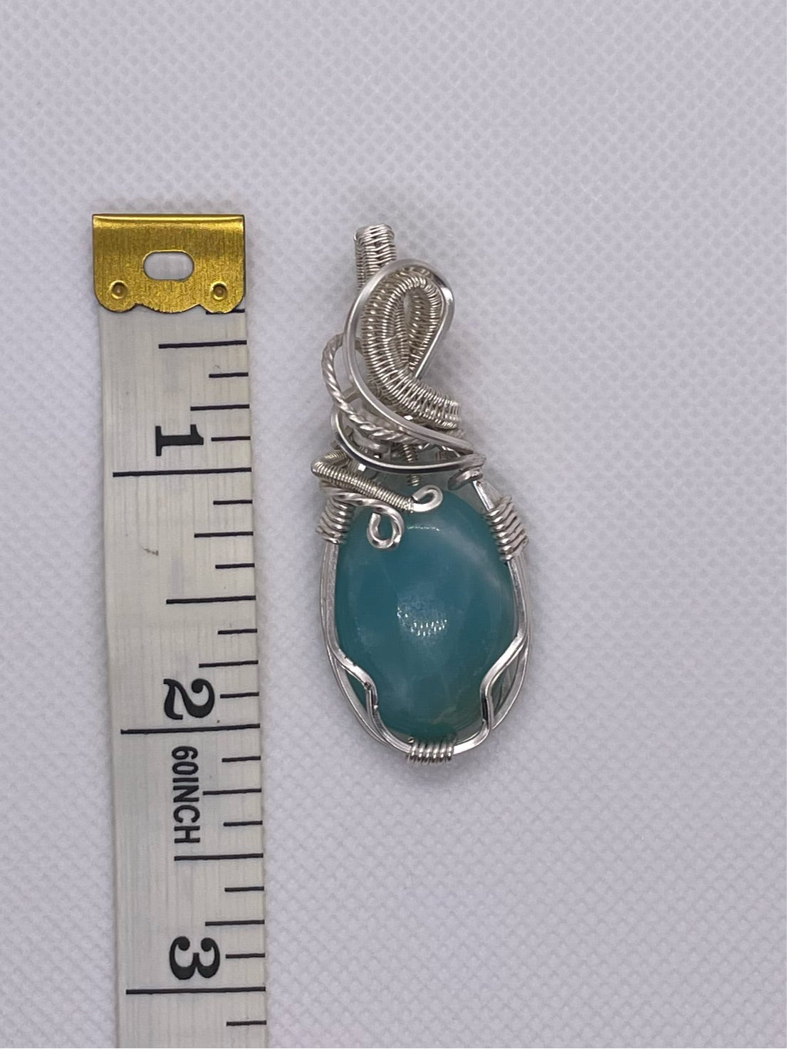 Silver pendant with blue amazonite
